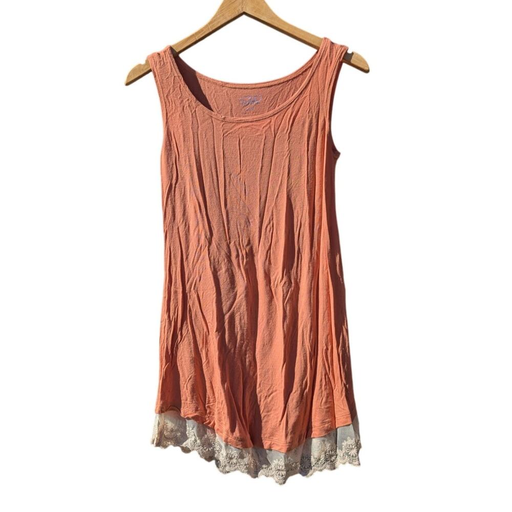 Logo Peach Long Tank Top Lace Bottom Layering Twilight Fairy Goth Pastel Emo XS